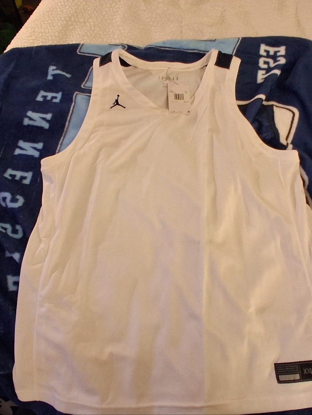 Jordan White Basketball Jersey with Black Jumpman
